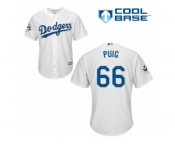 Los Angeles Dodgers #66 Yasiel Puig Replica White Home 2017 World Series Bound Cool Base MLB Jersey