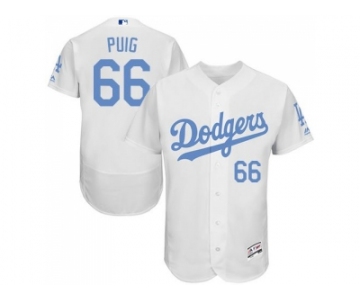 Los Angeles Dodgers #66 Yasiel Puig White Flexbase Authentic Collection 2016 Father's Day Stitched Baseball Jersey