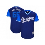 Los Angeles Dodgers #66 Yasiel Puig Wild Horse Authentic Navy Blue 2017 Players Weekend MLB Jersey