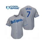 Los Angeles Dodgers #7 Julio Urias Replica Grey Road 2017 World Series Bound Cool Base MLB Jersey