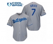 Los Angeles Dodgers #7 Julio Urias Replica Grey Road 2017 World Series Bound Cool Base MLB Jersey