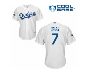 Los Angeles Dodgers #7 Julio Urias Replica White Home 2017 World Series Bound Cool Base MLB Jersey