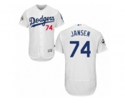 Los Angeles Dodgers #74 Kenley Jansen Authentic White Home 2017 World Series Bound Flex Base MLB Jersey