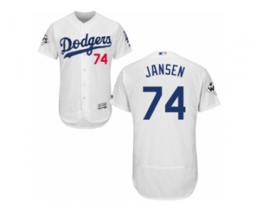 Los Angeles Dodgers #74 Kenley Jansen Authentic White Home 2017 World Series Bound Flex Base MLB Jersey