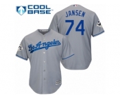 Los Angeles Dodgers #74 Kenley Jansen Replica Grey Road 2017 World Series Bound Cool Base MLB Jersey