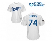 Los Angeles Dodgers #74 Kenley Jansen Replica White Home 2017 World Series Bound Cool Base MLB Jersey