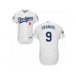 Los Angeles Dodgers #9 Yasmani Grandal Authentic White Home 2017 World Series Bound Flex Base MLB Jersey