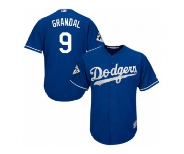 Los Angeles Dodgers #9 Yasmani Grandal Replica Royal Blue Alternate 2017 World Series Bound Cool Base MLB Jersey