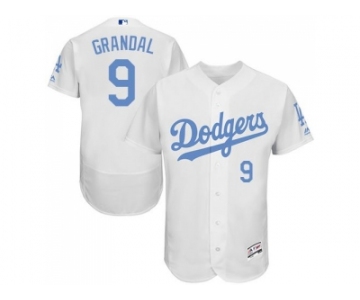 Los Angeles Dodgers #9 Yasmani Grandal White Flexbase Authentic Collection 2016 Father's Day Stitched Baseball Jersey