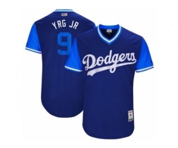 Los Angeles Dodgers #9 Yasmani Grandal YRG JR Authentic Navy Blue 2017 Players Weekend MLB Jersey