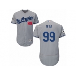 Los Angeles Dodgers #99 Hyun-Jin Ryu Authentic Grey Road 2017 World Series Bound Flex Base MLB Jersey