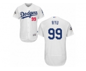 Los Angeles Dodgers #99 Hyun-Jin Ryu Authentic White Home 2017 World Series Bound Flex Base MLB Jersey