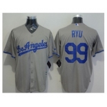 Los Angeles Dodgers #99 Hyun-Jin Ryu Grey New Cool Base Stitched Baseball Jersey