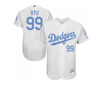 Los Angeles Dodgers #99 Hyun-Jin Ryu White Flexbase Authentic Collection 2016 Father's Day Stitched Baseball Jersey