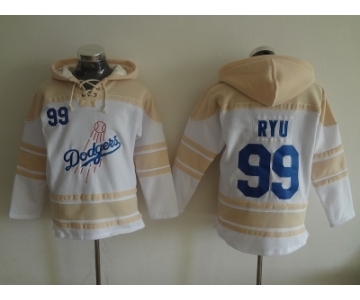 Los Angeles Dodgers #99 Hyun-Jin Ryu white Sawyer Hooded Sweatshirt MLB Hoodie