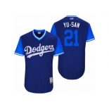 Men 2017 Little League World Series Players Weekend Los Angeles Dodgers Yu Darvish #21 Yu-San Royal Nickname Jersey