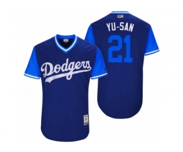 Men 2017 Little League World Series Players Weekend Los Angeles Dodgers Yu Darvish #21 Yu-San Royal Nickname Jersey