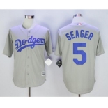 Men L.A. Dodgers #5 Corey Seager Gray 2016 Official Cool Base Jersey