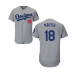 Men Los Angeles Dodgers #18 Kenta Maeda Majestic Gray Flexbase Authentic Collection Player Jersey