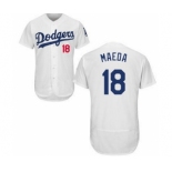 Men Los Angeles Dodgers #18 Kenta Maeda Majestic White Flexbase Authentic Collection Player Jersey