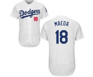 Men Los Angeles Dodgers #18 Kenta Maeda Majestic White Flexbase Authentic Collection Player Jersey