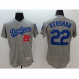 Men Los Angeles Dodgers #22 Clayton Kershaw Majestic Gray Flexbase Authentic Collection Player Jersey