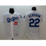 Men Los Angeles Dodgers #22 Clayton Kershaw Majestic white Flexbase Authentic Collection Player Jersey