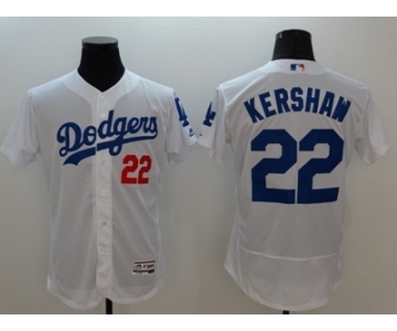 Men Los Angeles Dodgers #22 Clayton Kershaw Majestic white Flexbase Authentic Collection Player Jersey