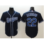 Men Los Angeles Dodgers #22 Clayton Kershaw Navy Blue New Cool Base Stitched Baseball Jersey