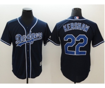 Men Los Angeles Dodgers #22 Clayton Kershaw Navy Blue New Cool Base Stitched Baseball Jersey