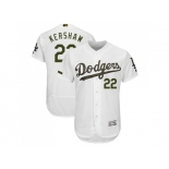 Men Los Angeles Dodgers #22 Clayton Kershaw White Flexbase Authentic Collection 2018 Memorial Day Stitched MLB Jersey