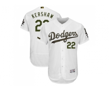 Men Los Angeles Dodgers #22 Clayton Kershaw White Flexbase Authentic Collection 2018 Memorial Day Stitched MLB Jersey