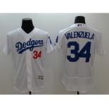 Men Los Angeles Dodgers #34 Fernando Valenzuela Majestic White Flexbase Authentic Collection Player Jersey