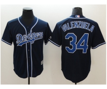 Men Los Angeles Dodgers #34 Fernando Valenzuela Navy Blue New Cool Base Stitched Baseball Jersey