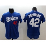 Men Los Angeles Dodgers #42 Jackie Robinson Majestic blue Flexbase Authentic Collection Player Jersey