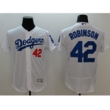 Men Los Angeles Dodgers #42 Jackie Robinson Majestic white Flexbase Authentic Collection Player Jersey