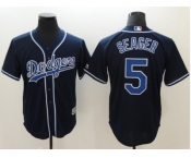 Men Los Angeles Dodgers #5 Corey Seager Navy Blue New Cool Base Stitched Baseball Jersey