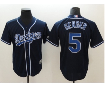 Men Los Angeles Dodgers #5 Corey Seager Navy Blue New Cool Base Stitched Baseball Jersey