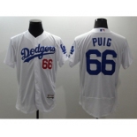 Men Los Angeles Dodgers #66 Yasiel Puig Majestic White Flexbase Authentic Collection Player Jersey