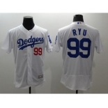 Men Los Angeles Dodgers #99 Hyun-Jin Ryu Majestic White Flexbase Authentic Collection Player Jersey