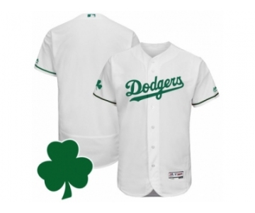 Men Los Angeles Dodgers St. Patricks Day Blank White Celtic Flexbase Authentic Collection Jersey