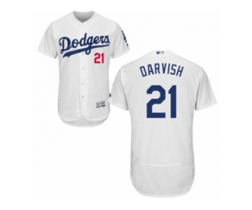 Men Los Angeles Dodgers Yu Darvish #21 White Home Flex Base Jersey