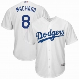 Men Majestic Los Angeles Dodgers #8 Machado Authentic White Cool Base MLB Jersey