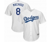 Men Majestic Los Angeles Dodgers #8 Machado Authentic White Cool Base MLB Jersey