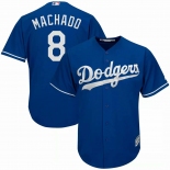 Men Majestic Los Angeles Dodgers #8 Machado Authentic blue Cool Base MLB Jersey