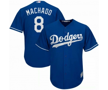 Men Majestic Los Angeles Dodgers #8 Machado Authentic blue Cool Base MLB Jersey