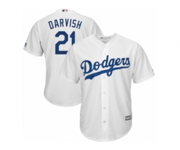 Men Yu Darvish #21 Los Angeles Dodgers Replica Home White Cool Base Jersey