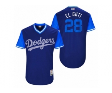 Men's 2017 Little League World Series Dodgers Franklin Gutierrez #28 El Guti Royal Jersey