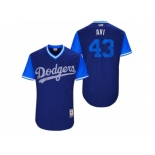 Men's 2017 Little League World Series Dodgers Luis Avilan #43 Avi Royal Jersey