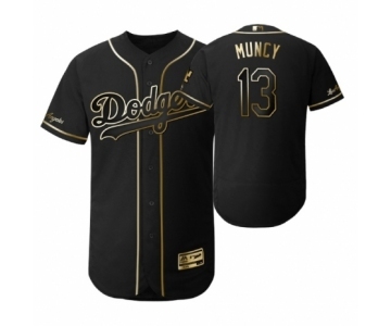 Men's 2019 Golden Edition Los Angeles Dodgers Black #13 Max Muncy Flex Base Jersey